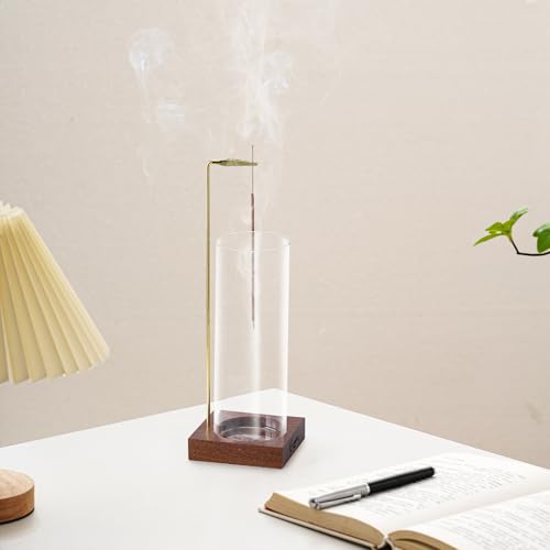 Ceremony Incense Holder, Wooden Incense Holder for Sticks with Glass Ash Catcher, Anti-ash Incense Burner with 20 Incense Sticks and a Ash Brush for Meditation Yoga Spa Room Decor - Image 4