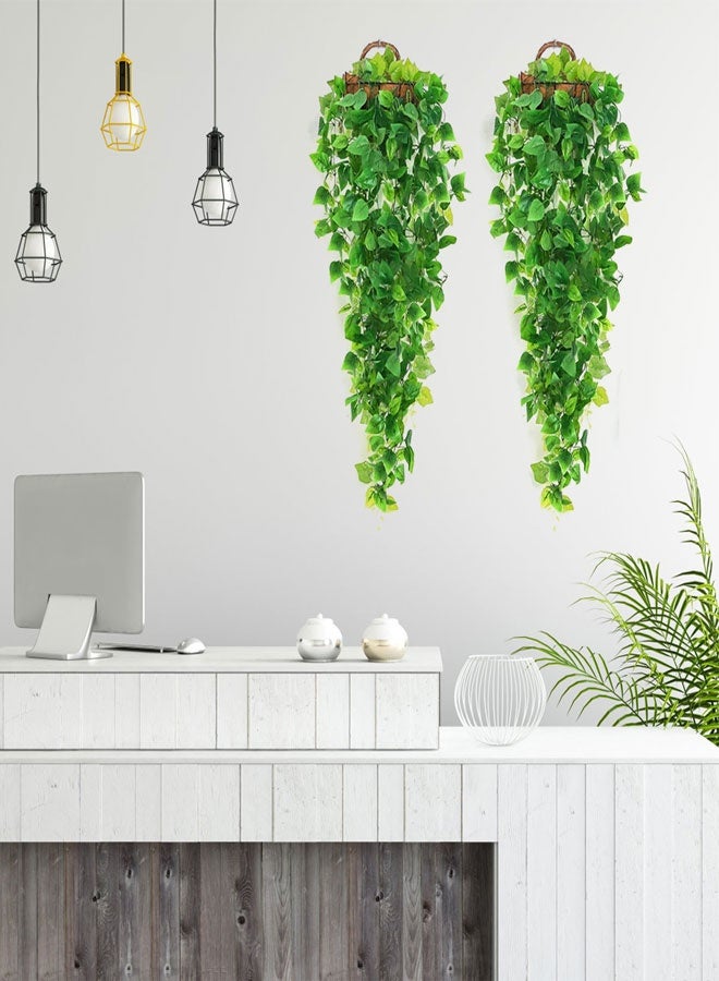 HOOTO 3 pcs Artificial Hanging Ivy Vine Plants Fake Hanging Plant Faux Greenary Vine Outdoor UV Resistant Plastic Plants for Wall, Wedding Party Decor Green No Baskets - Image 3