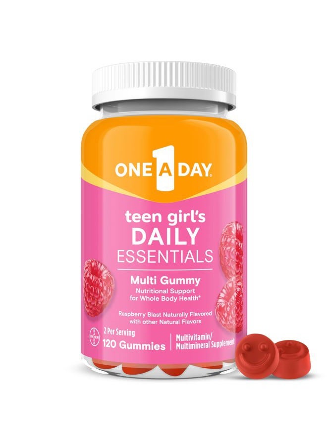 ONE A DAY فيتامينات متعددة يومية للفتيات المراهقات على شكل جوميز، فيتامينات مراهقات مع البيوتين، فيتامين ب12 وب6، فيتامين ج، نكهة التوت الطبيعية، 120 جوميز - Image 1