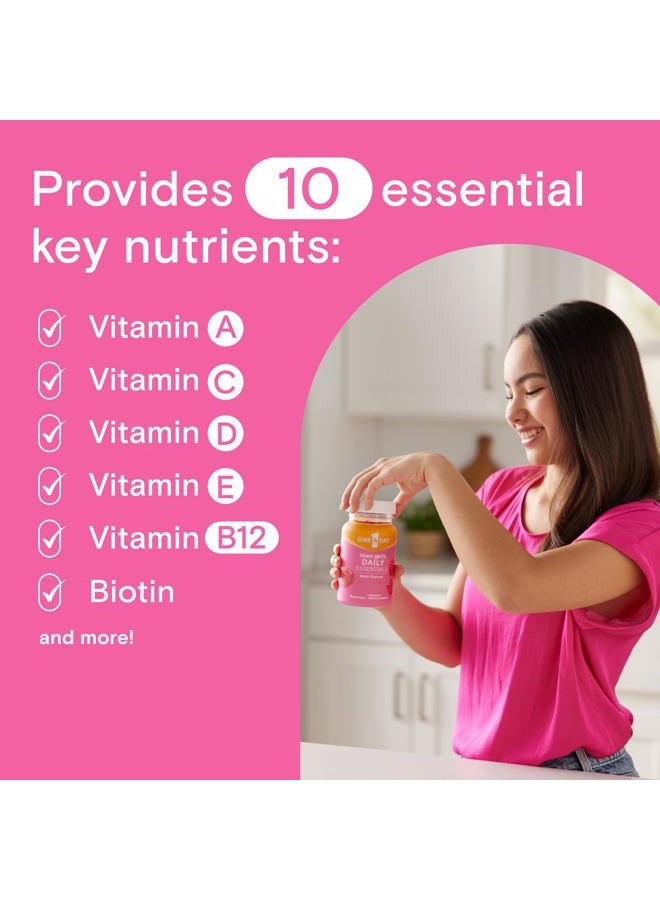 ONE A DAY فيتامينات متعددة يومية للفتيات المراهقات على شكل جوميز، فيتامينات مراهقات مع البيوتين، فيتامين ب12 وب6، فيتامين ج، نكهة التوت الطبيعية، 120 جوميز - Image 3