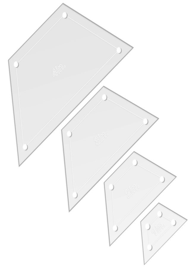LaserThing Quilting Acrylic Template Set | Precision Tools for Quilting Enthusiasts | Half Hexagon Design | Includes Sizes 4", 3", 2", 1" | 1/8 Clear Acrylic | 1/4" Seam Allowance for Accuracy - Image 2