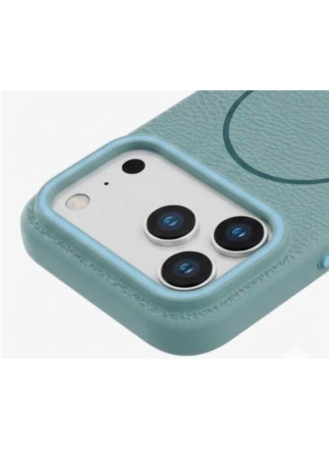 Premium magnetic case 17 PRO compatible with MagSafe, made of high-quality synthetic leather with a litchi texture and microfiber lining to protect the camera and corners - Image 2