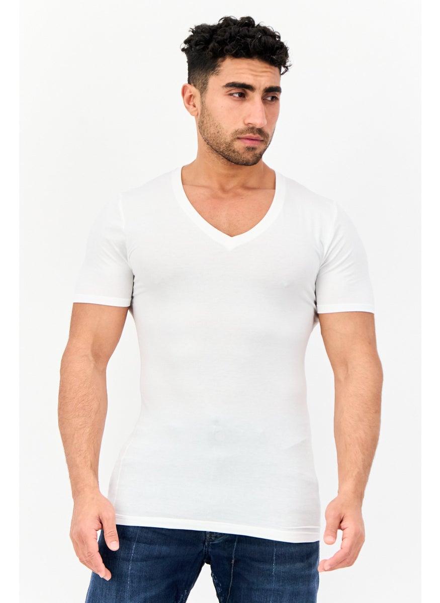 Tommy John - Men 2 Pieces V Neck Short Sleeve Plain T-Shirt, White - Image 1