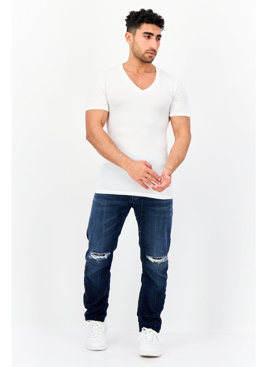 Tommy John - Men 2 Pieces V Neck Short Sleeve Plain T-Shirt, White - Image 1