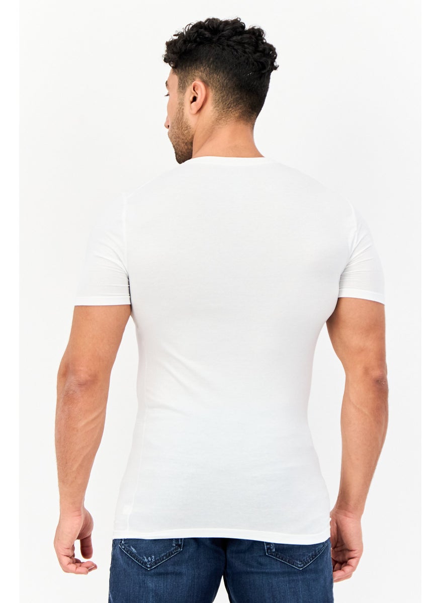 Tommy John - Men 2 Pieces V Neck Short Sleeve Plain T-Shirt, White - Image 1
