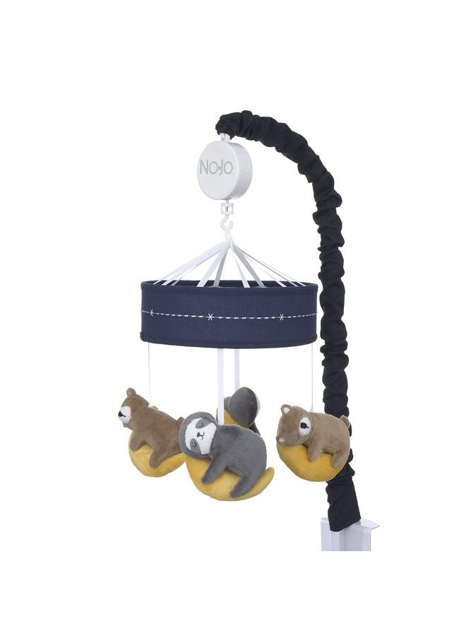 Goodnight Sleep Tight Navy Bear & Sloth Musical Mobile Navy Tan Grey Orange