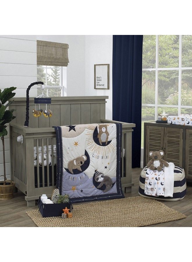Goodnight Sleep Tight Navy Bear & Sloth Musical Mobile Navy Tan Grey Orange