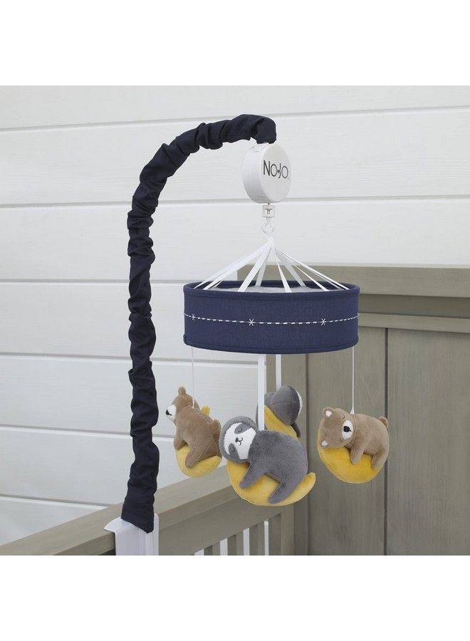 Goodnight Sleep Tight Navy Bear & Sloth Musical Mobile Navy Tan Grey Orange