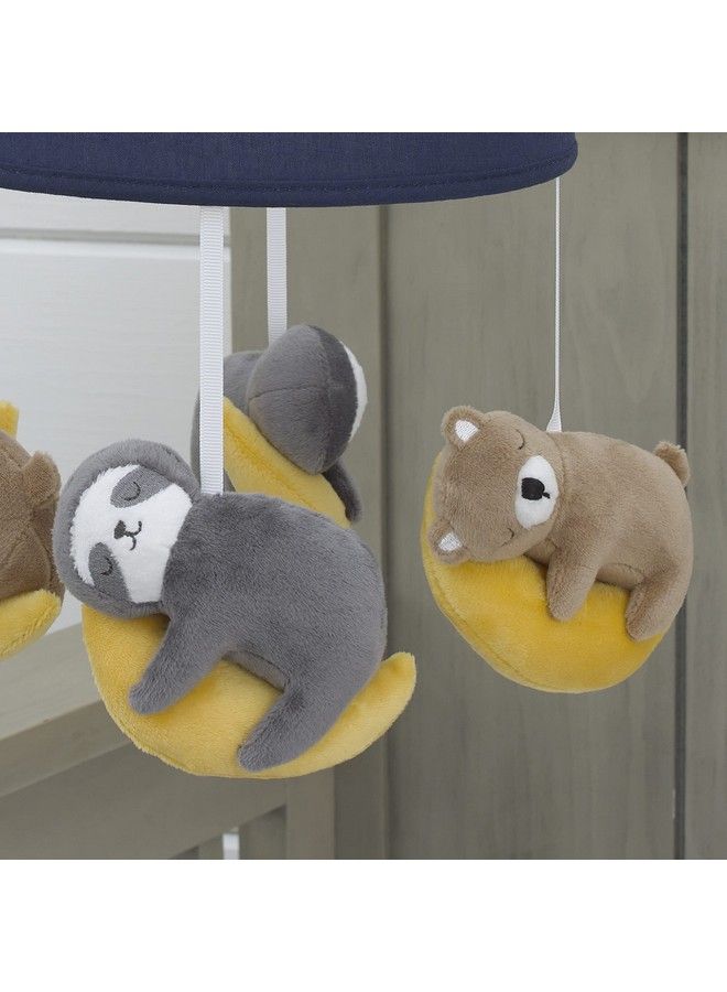 Goodnight Sleep Tight Navy Bear & Sloth Musical Mobile Navy Tan Grey Orange