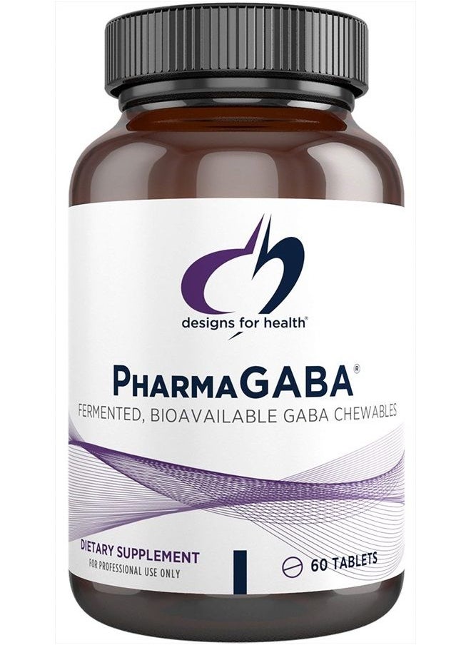 designs for health - Designs for Health Chewable GABA - 200mg PharmaGABA Chewables, Fermented + Bioavailable GABA Supplement to Support Calm - Non-GMO + Gluten Free (60 Tablets) - Image 1