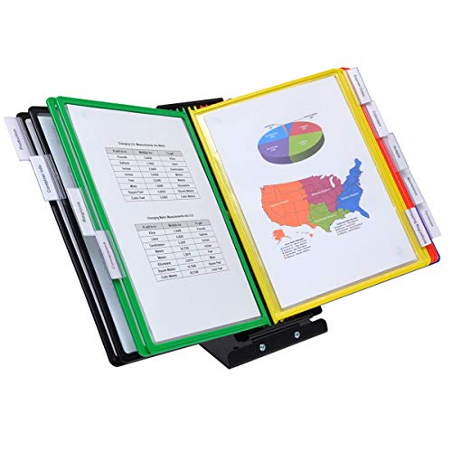 Ultimate Office SwitchFile Reference Organizer Displays Both Landscape or Portrait Documents, Desk or Wall Mount, Featuring, 10 EZ-Load Pockets to Hold 20 Sheets of Paper (Colored Pockets) - Image 1