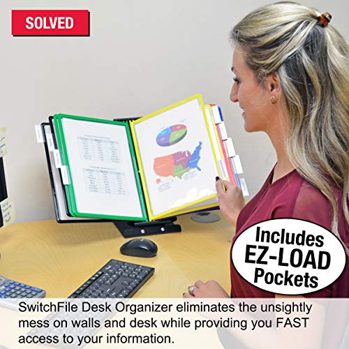 Ultimate Office SwitchFile Reference Organizer Displays Both Landscape or Portrait Documents, Desk or Wall Mount, Featuring, 10 EZ-Load Pockets to Hold 20 Sheets of Paper (Colored Pockets) - Image 3