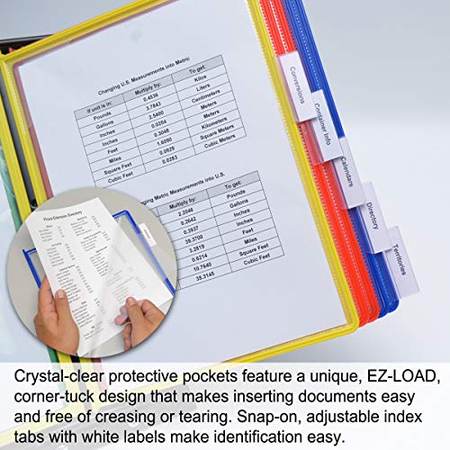 Ultimate Office SwitchFile Reference Organizer Displays Both Landscape or Portrait Documents, Desk or Wall Mount, Featuring, 10 EZ-Load Pockets to Hold 20 Sheets of Paper (Colored Pockets) - Image 4