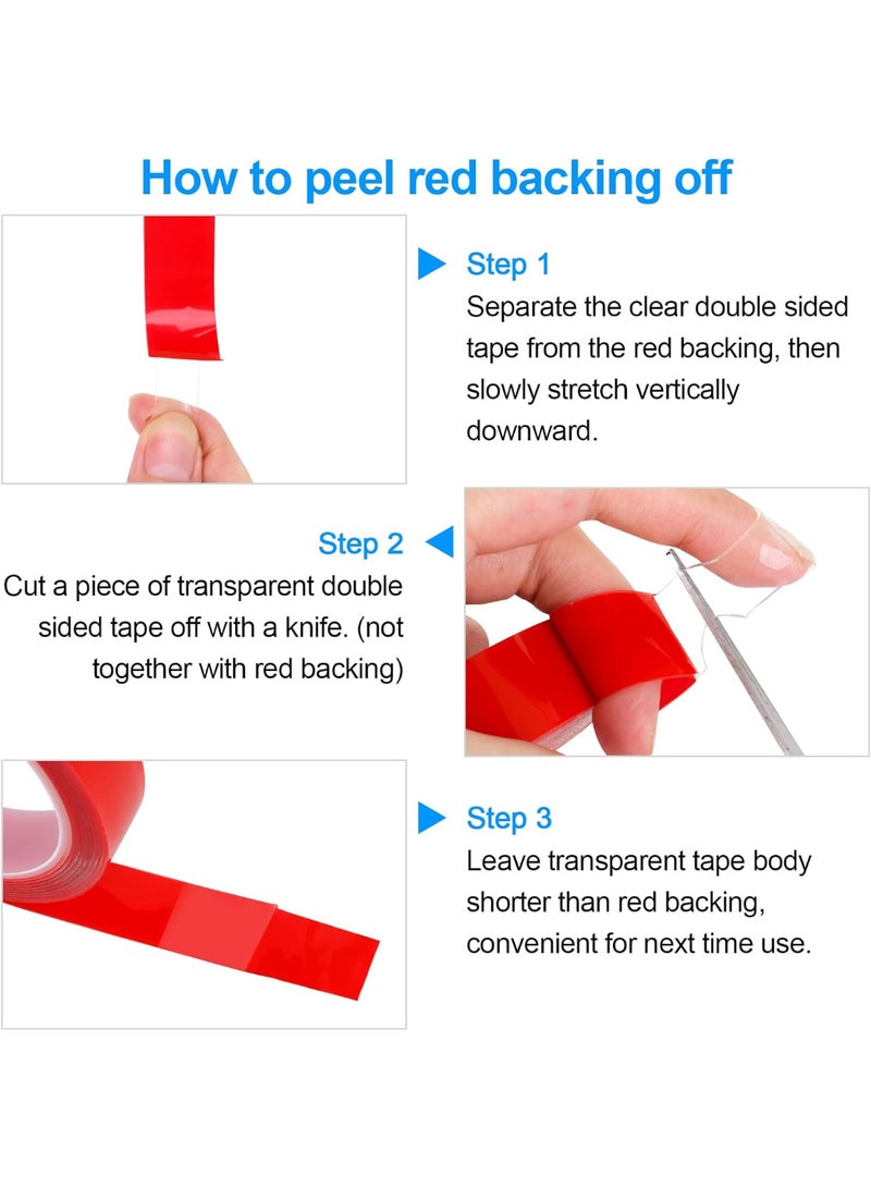 VIUAUAX 2 Pcs Double Sided Tape, Double Sided Removable Mounting Adhesive Tape,Total  6M, Heavy Duty  Clear Strong Adhesive Waterproof Removable Double Sided Mounting Tape for Carpet Fix, Home Office Wall Decor, DIY Crafts, Car Glass Decor, - Image 4