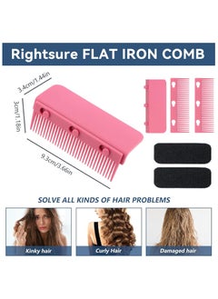 Rightsure Flat Iron Comb Attachment Clip, Flat Iron Comb Attachment, Flat Iron Hair Straightener Comb Attachment, Professional Comb Attachment for Flat Iron for Home and Salon Hairstyling (pink)  - Image 2