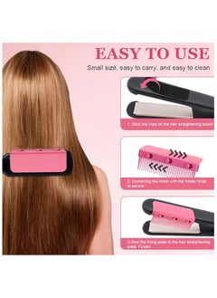Rightsure Flat Iron Comb Attachment Clip, Flat Iron Comb Attachment, Flat Iron Hair Straightener Comb Attachment, Professional Comb Attachment for Flat Iron for Home and Salon Hairstyling (pink)  - Image 3