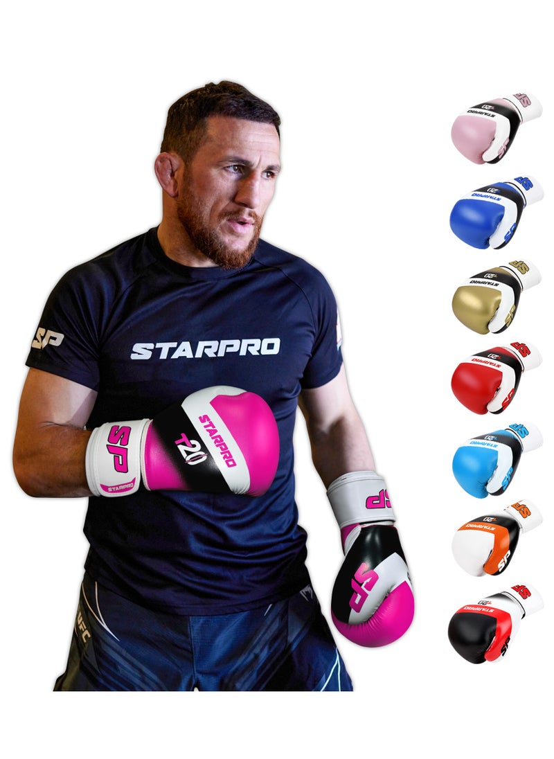 Starpro T20 Boxing Gloves  8oz 10oz 12oz 14oz 16oz Vegan Leather Gloves for Training Sparring with Waterproof Lining Breathable Mesh Hand Protection  - Image 1