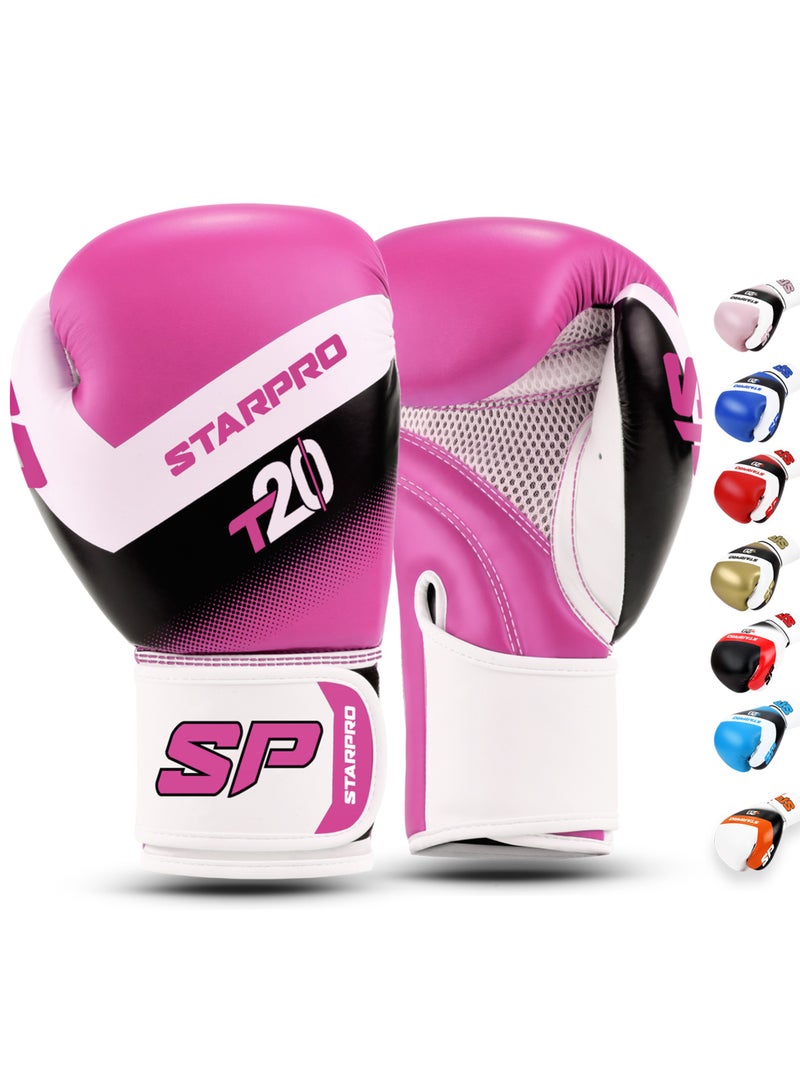 Starpro قفازات الملاكمة Starpro T20 8oz 10oz 12oz 14oz 16oz قفازات جلدية نباتية للتدريب السجال مع بطانة مقاومة للماء شبكة قابلة للتنفس لحماية اليد - Image 1