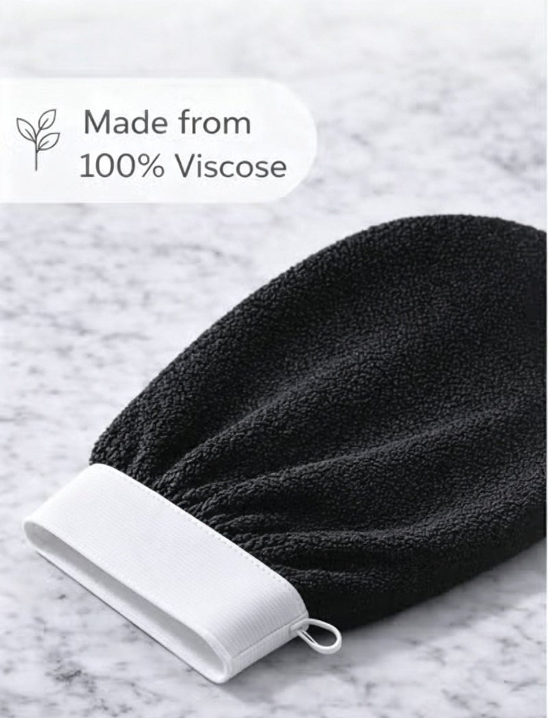 ARSTID Exfoliating and cleansing loofah, viscose bath glove for a Moroccan bath at home - Black - Image 5