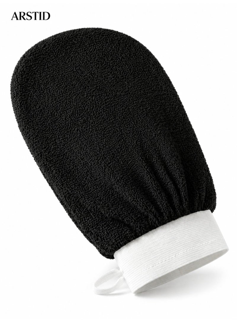 ARSTID Exfoliating and cleansing loofah, viscose bath glove for a Moroccan bath at home - Black - Image 1