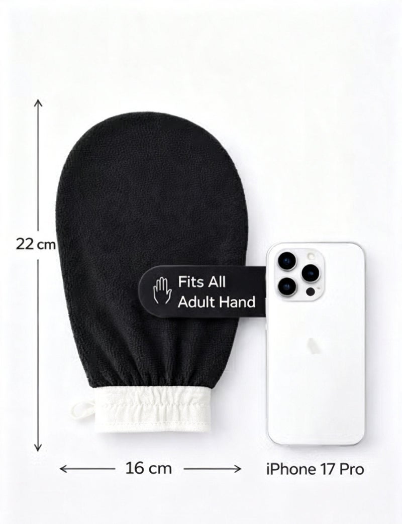 ARSTID Exfoliating and cleansing loofah, viscose bath glove for a Moroccan bath at home - Black - Image 4