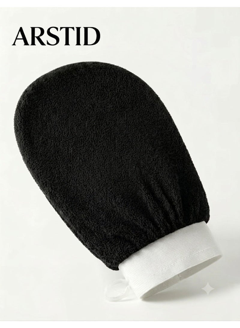ARSTID Exfoliating and cleansing loofah, viscose bath glove for a Moroccan bath at home - Black - Image 2
