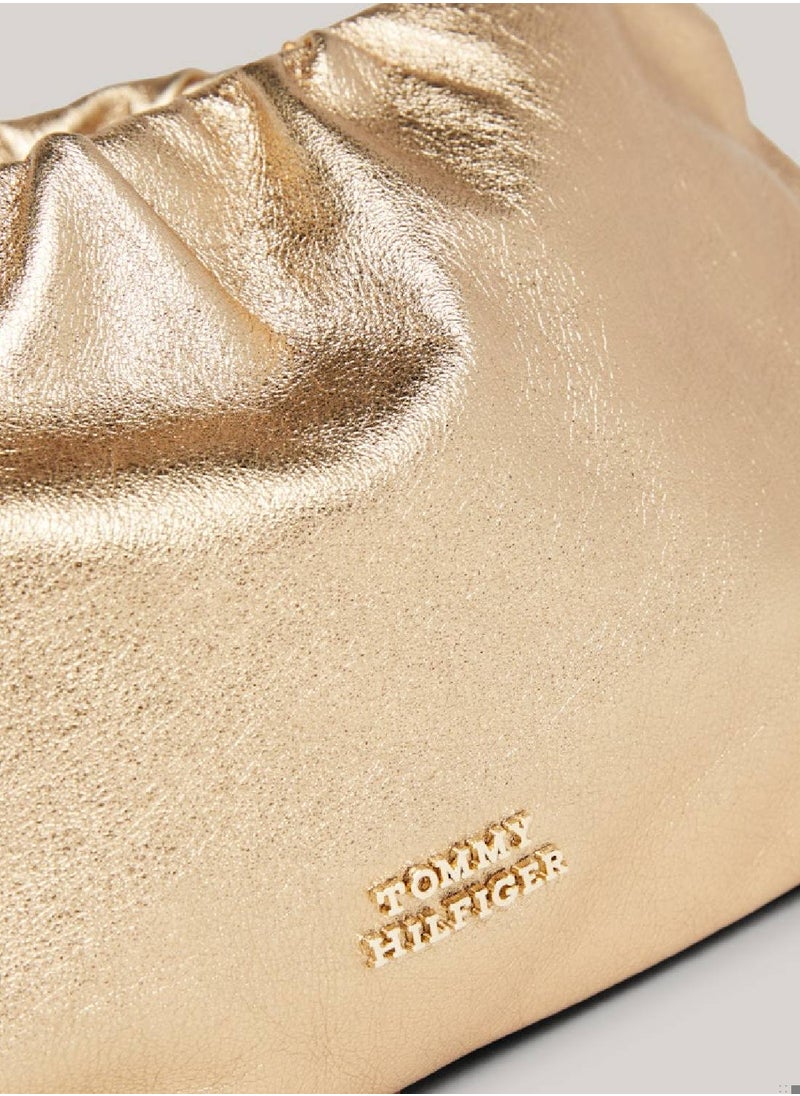 TOMMY HILFIGER Women's Luxe Leather Metallic Crossover Bag -  Leather, Gold  - Image 4