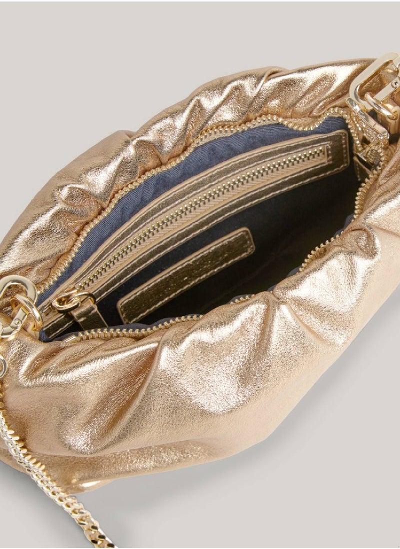 TOMMY HILFIGER Women's Luxe Leather Metallic Crossover Bag -  Leather, Gold  - Image 5
