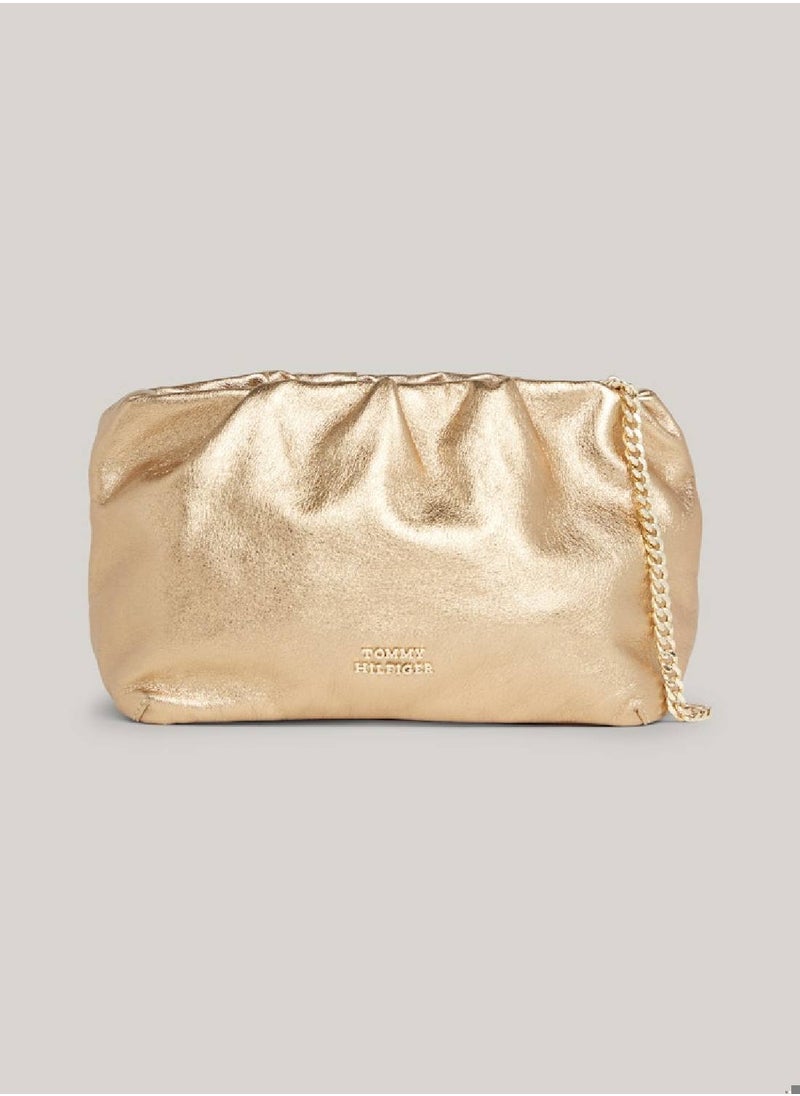 TOMMY HILFIGER Women's Luxe Leather Metallic Crossover Bag -  Leather, Gold  - Image 1