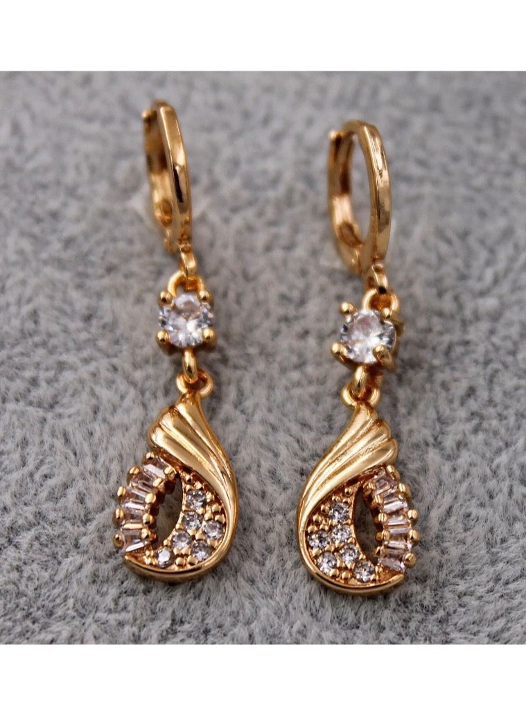 Dangle Charms Elegant & High Quality 18k Gold Plated Earrings For Women - Image 4
