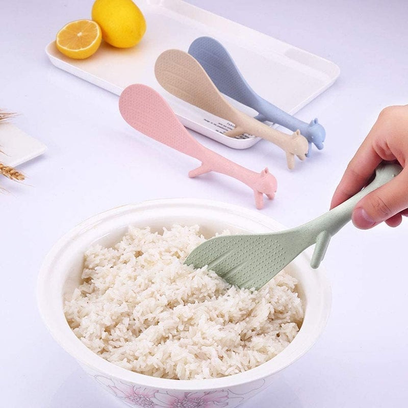 cheekyglo 4Piece Creative Household Kitchen Tools,Lovely Squirrel Shape Standing Spoon Non-stick Rice Spoon Fashion Rice Cooker Dishes Filled Scoop Shovel - Image 3