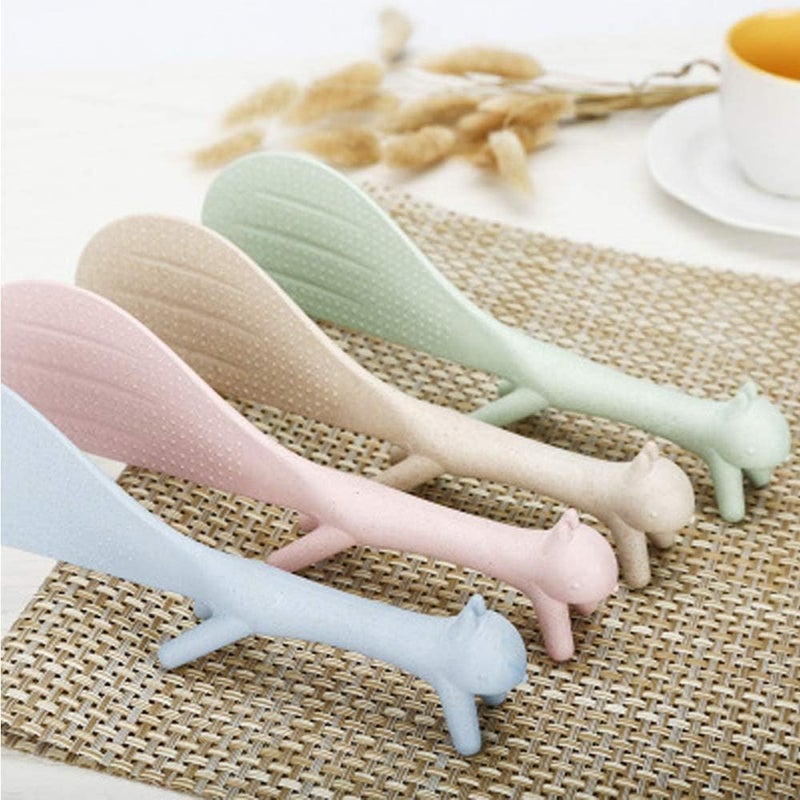 cheekyglo 4Piece Creative Household Kitchen Tools,Lovely Squirrel Shape Standing Spoon Non-stick Rice Spoon Fashion Rice Cooker Dishes Filled Scoop Shovel - Image 1