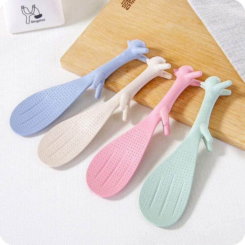 cheekyglo 4Piece Creative Household Kitchen Tools,Lovely Squirrel Shape Standing Spoon Non-stick Rice Spoon Fashion Rice Cooker Dishes Filled Scoop Shovel - Image 2
