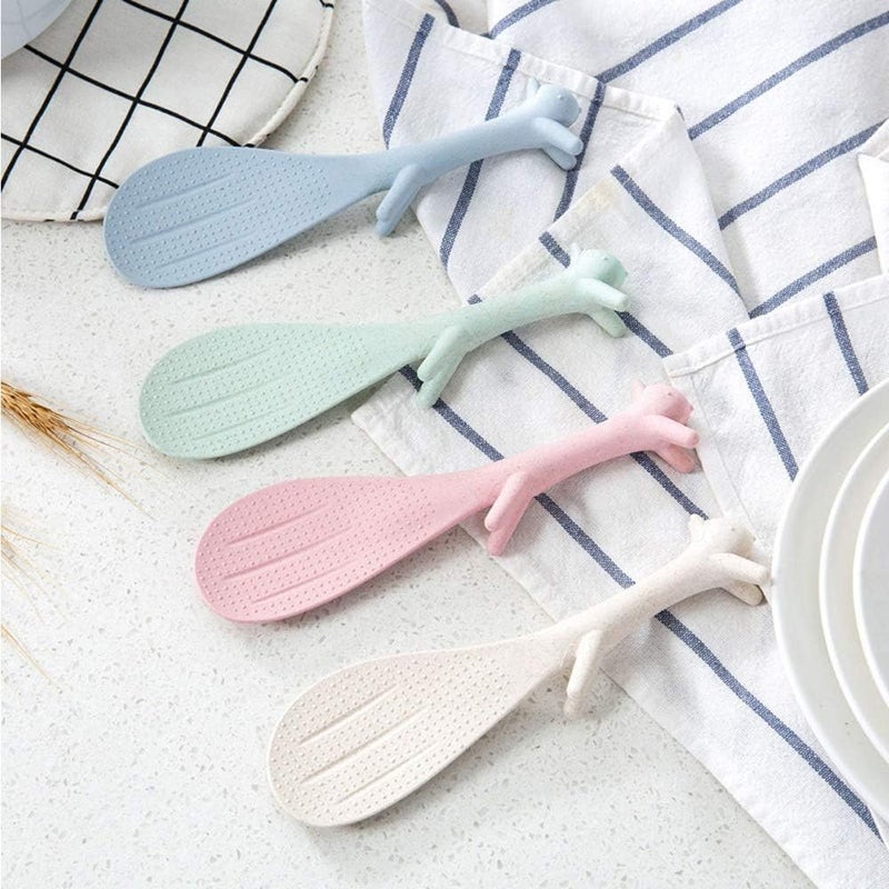 cheekyglo 4Piece Creative Household Kitchen Tools,Lovely Squirrel Shape Standing Spoon Non-stick Rice Spoon Fashion Rice Cooker Dishes Filled Scoop Shovel - Image 5