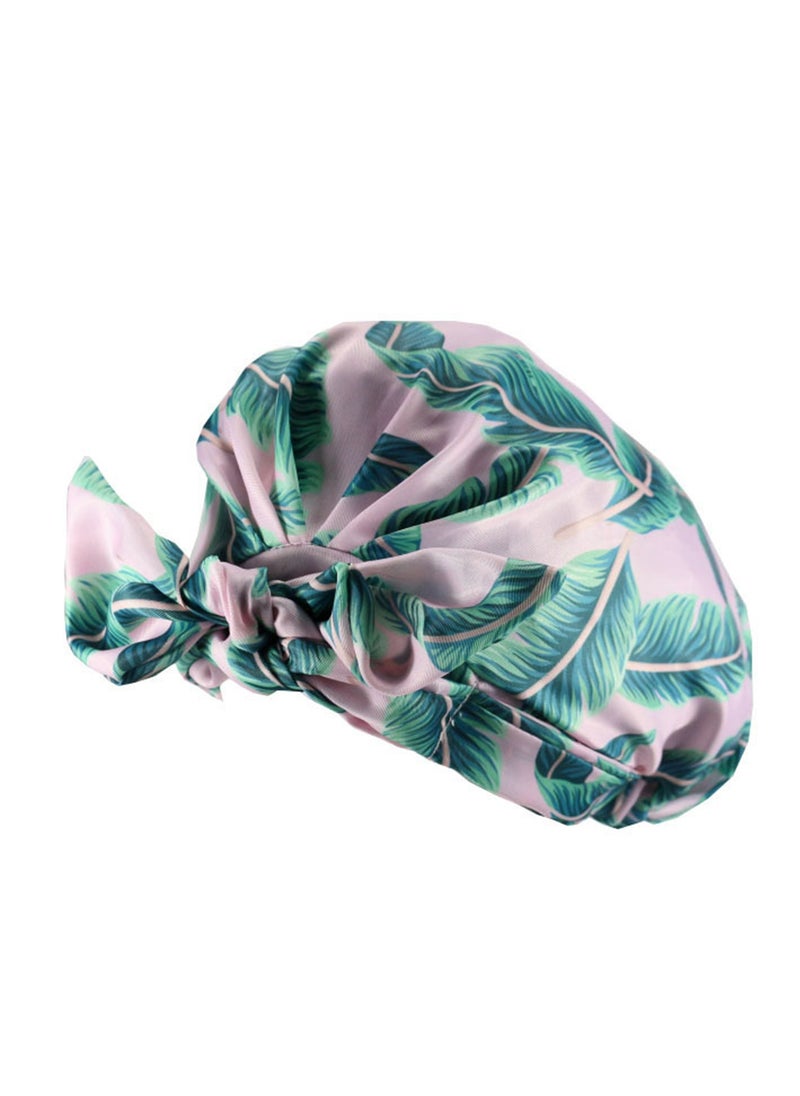 Generic Women Girls Shower Caps, Waterproof Reusable Shower Hair Caps Turban Shower Bath Caps for Long, Short and Curly Hair,Set of 2（plant）  - Image 4