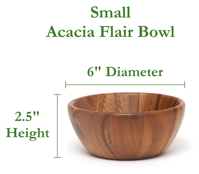 Lipper International Acacia Round Flair Serving Bowl for Fruits or Salads, Small, 6" Diameter x 2.5" Height, Single Bowl - Image 2
