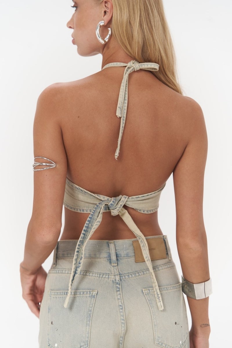 Mai Collection Seday Dirty Green Triangle Jeans Crop - Image 4