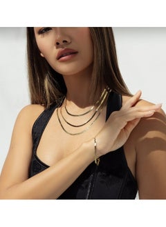 Gold Zone Real Gold Flat Mirror Solid Snake Chain Necklace  - Image 1