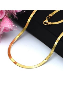 Gold Zone Real Gold Flat Mirror Solid Snake Chain Necklace  - Image 5
