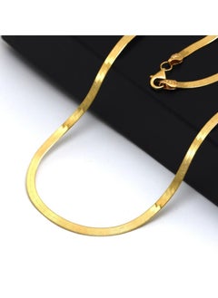 Gold Zone Real Gold Flat Mirror Solid Snake Chain Necklace  - Image 3