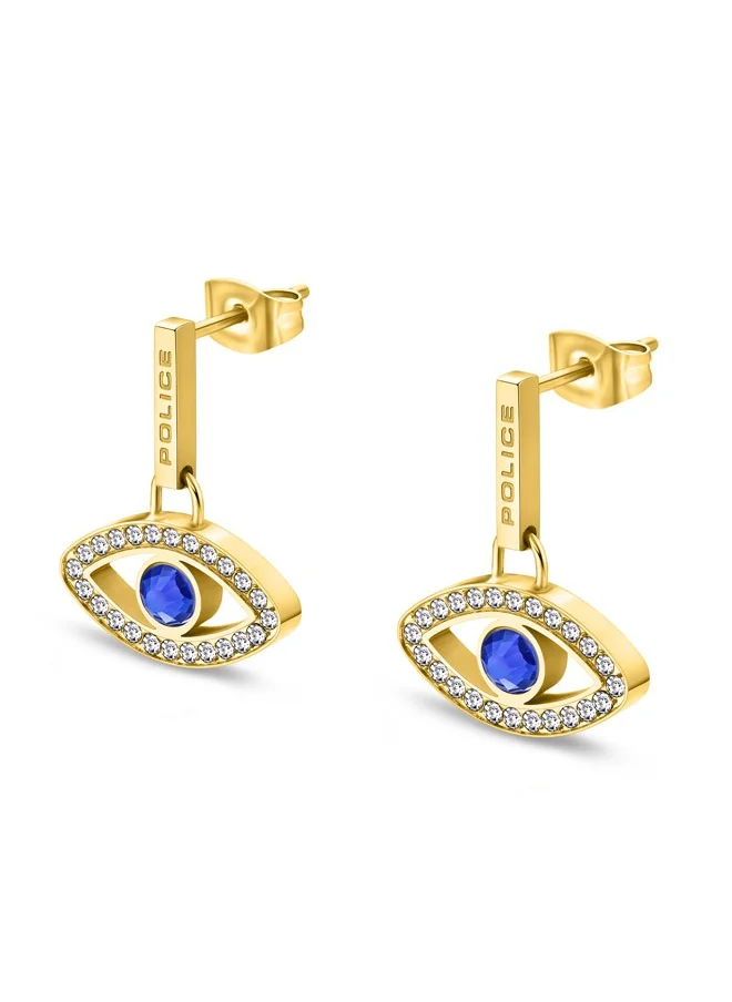 بوليس Eye Gold Plated Ladies Earrings With Blue and White Crystals 8x15MMPEJLE0003104