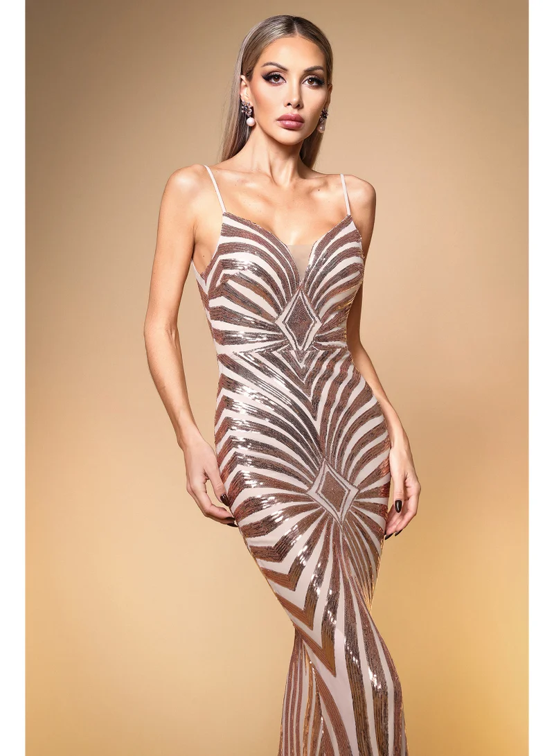 Bella Barnett Nevaeh Sexy Contour Geometric Sequin Maxi Dress