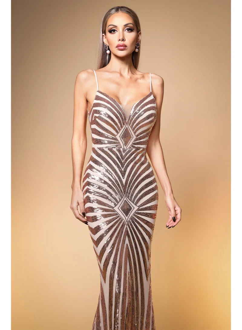 Bella Barnett  Nevaeh Sexy Contour Geometric Sequin Maxi Dress for Women | Best Price UAE