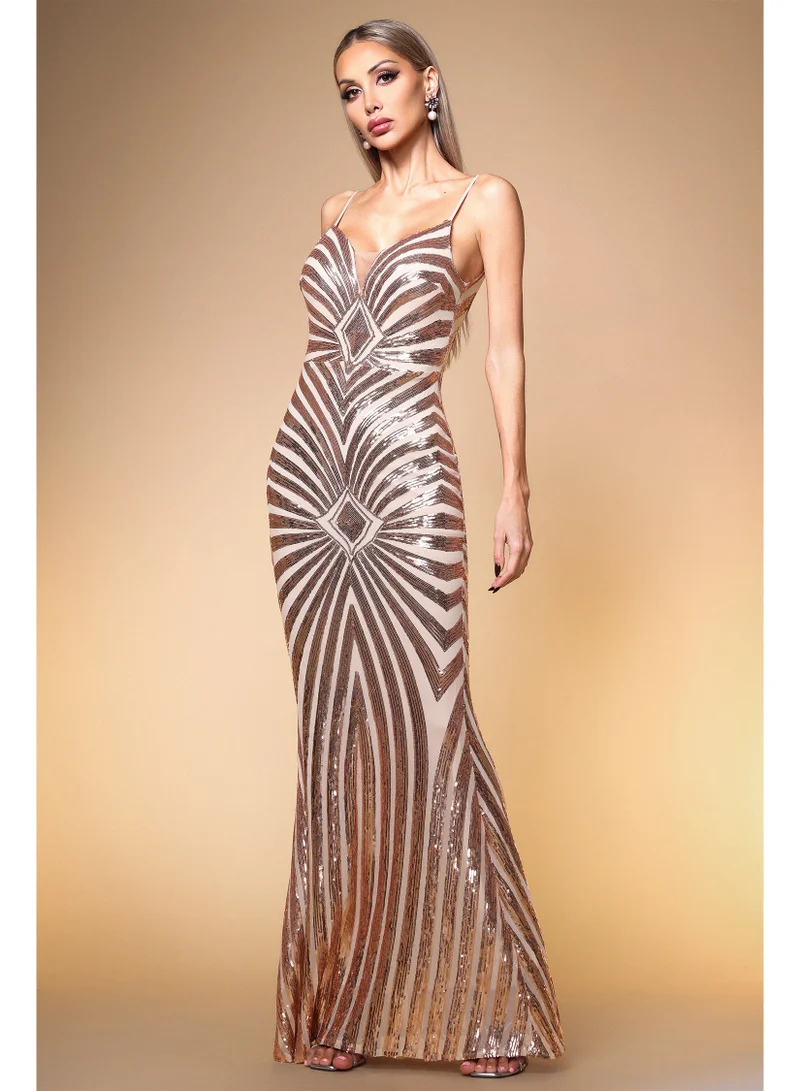 Bella Barnett  Nevaeh Sexy Contour Geometric Sequin Maxi Dress for Women | Best Price UAE