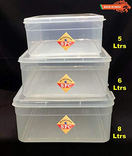 SPC Multipurpose Plastic Stackable Organizer Large Storage Container Box with locks for books toys clothes shoes grocery office files set of 3 boxes 5 6 8 liters Rectangular - Image 4