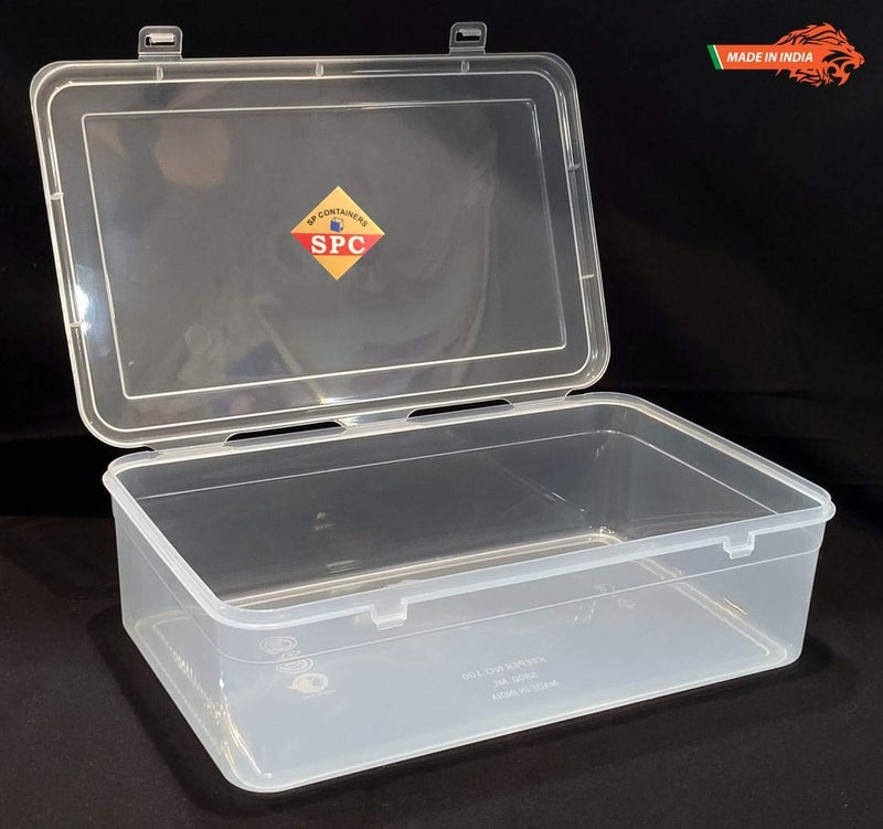 SPC Multipurpose Plastic Stackable Organizer Large Storage Container Box with locks for books toys clothes shoes grocery office files set of 3 boxes 5 6 8 liters Rectangular - Image 3