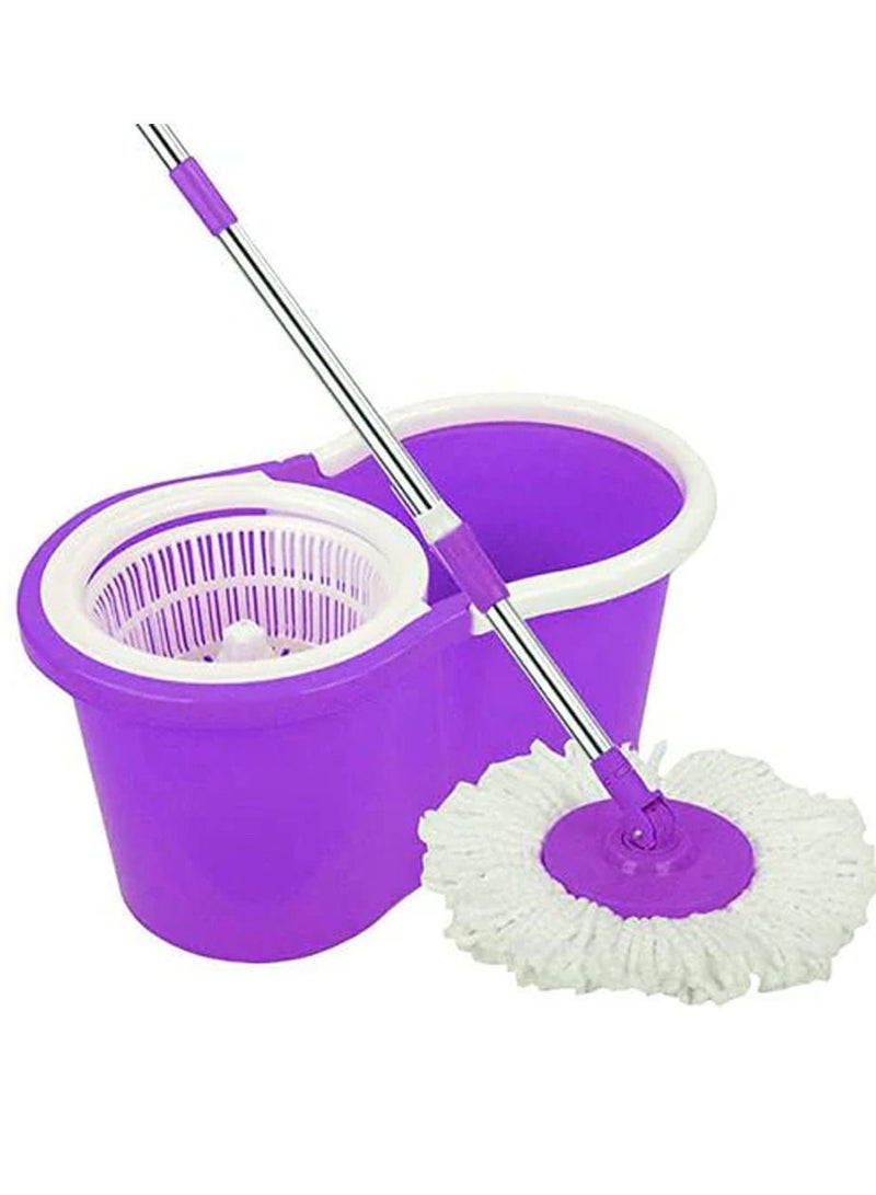 Rotating Spin Mop-Bucket Set With 2 Cleaning Heads Purple - Image 3