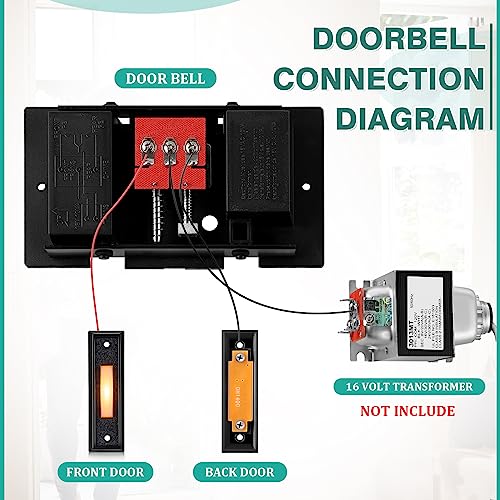 Saillong Wired Doorbell Chime with 2 Lighted Push Buttons, 16V 10VA Two Sounds Front and Rear Hardwire Door Bell Kit for Home Wall Inside, Compatible with Most Brand Doorbells(Black, White, Yellow) - Image 3