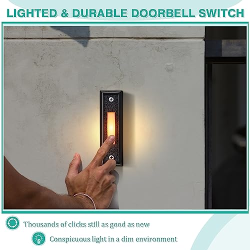Saillong Wired Doorbell Chime with 2 Lighted Push Buttons, 16V 10VA Two Sounds Front and Rear Hardwire Door Bell Kit for Home Wall Inside, Compatible with Most Brand Doorbells(Black, White, Yellow) - Image 5