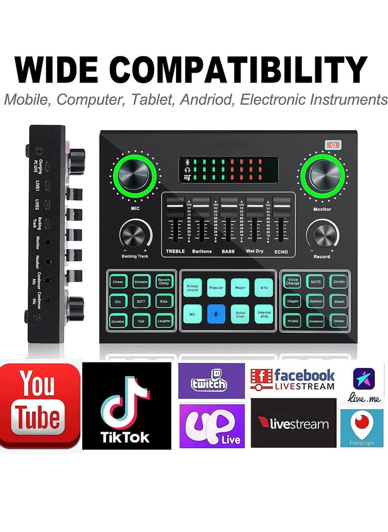BORTONY - Sound Mixer Board For Live Streaming Voice Changer Card With Multiple Effects Audio Sound Card - Image 1